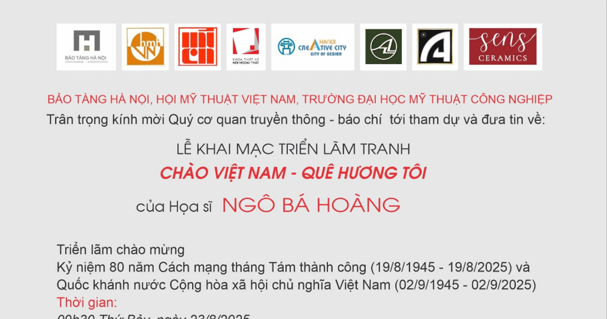 Triển lãm tranh 'Chào Việt Nam - Quê hương tôi' sẽ diễn ra tại Bảo tàng Hà Nội vào ngày 23/8