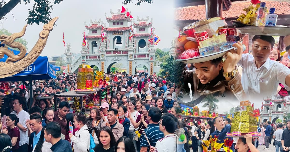 Dòng người chen chân xin lộc ở Đền Bà Chúa Kho