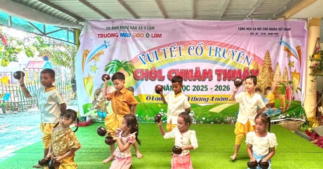 Rộn ràng Lễ hội 'Vui Tết Chôl Chnăm Thmây' cho trẻ mầm non Khmer tại An Giang