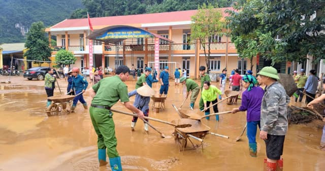 Trường học ở Cao Bằng tập trung khắc phục hậu quả mưa bão