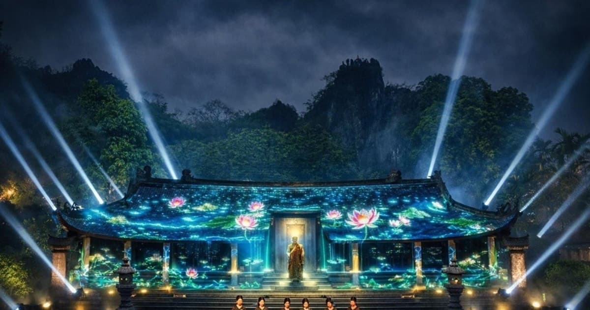 Lần đầu công nghệ 3D Mapping ‘kể chuyện’ lễ hội chùa Thầy