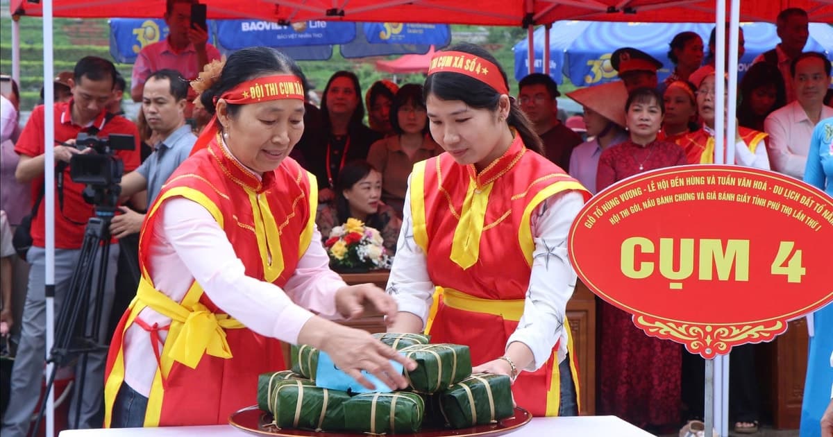 Sôi nổi Hội thi gói, nấu bánh chưng, giã bánh giầy dâng Vua Hùng năm 2026