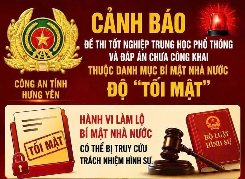Công an Hưng Yên khuyến cáo chấp hành quy định bảo mật đề thi tốt nghiệp THPT