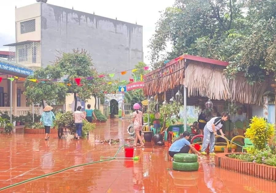 Các trường học ở Phú Thọ chủ động ứng phó mưa lớn do ảnh hưởng của bão số 1