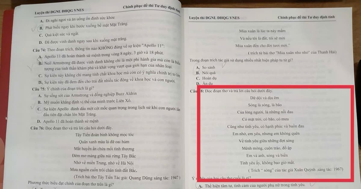 Sách ôn thi đánh giá năng lực nghi vấn dùng AI, in sai ngữ liệu Văn học nghiêm trọng