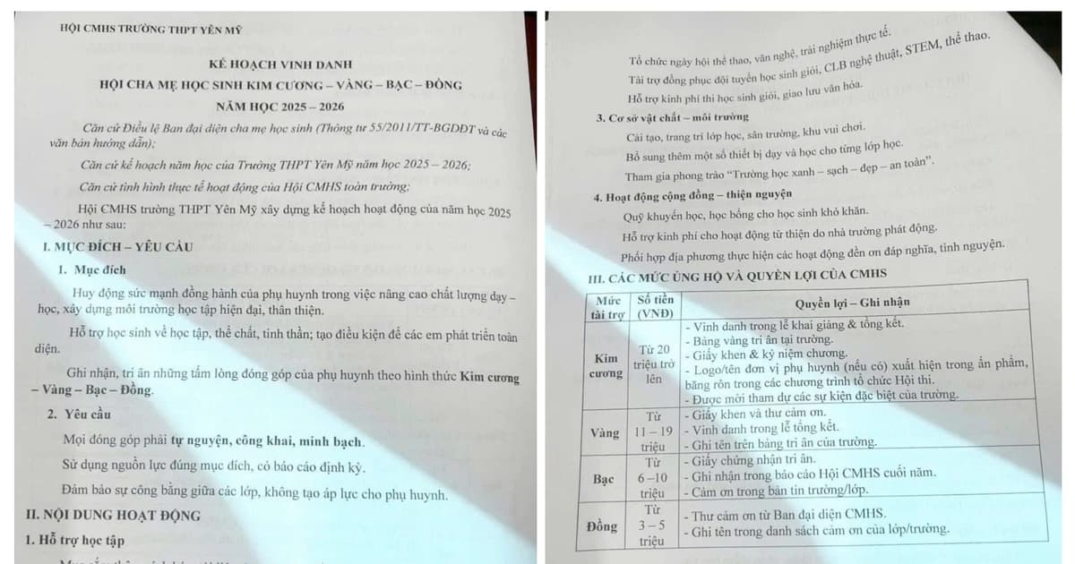 Nhà trường lên tiếng về kế hoạch vinh danh phụ huynh dựa trên mức đóng góp