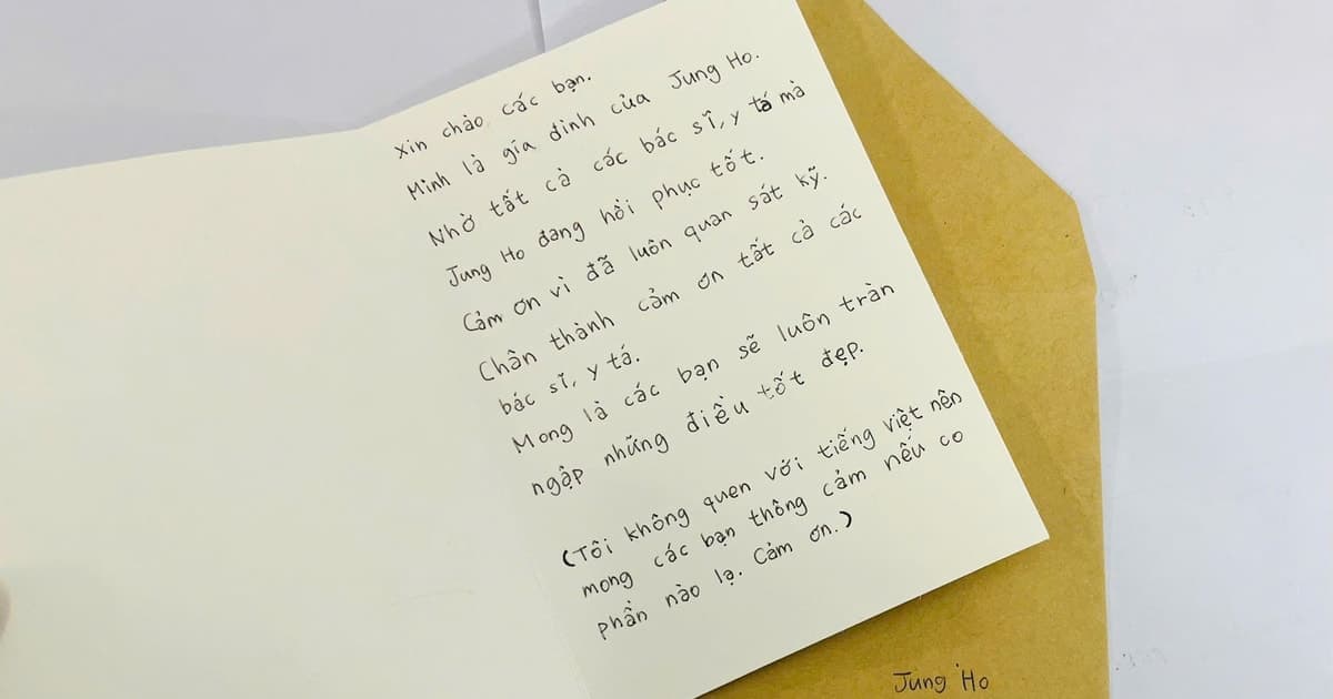 Xúc động trước lá thư cảm ơn của du khách Hàn Quốc gửi y bác sĩ Việt Nam