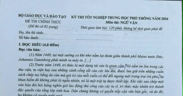 Đề thi Ngữ văn bám sát Chương trình GDPT 2018 và mang tính phân hoá cao