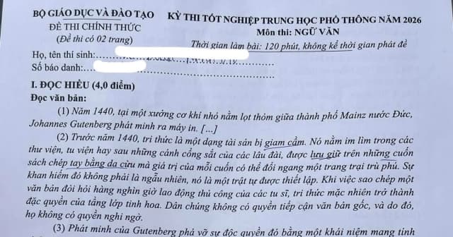 Gợi ý đáp án môn Ngữ văn Kỳ thi tốt nghiệp THPT năm 2026
