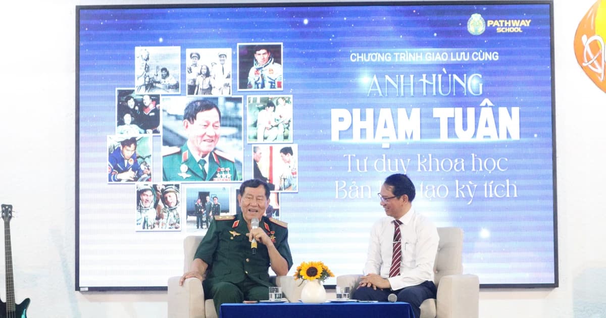 Anh hùng Phạm Tuân truyền cảm hứng về ý chí và khát vọng chinh phục tới học sinh